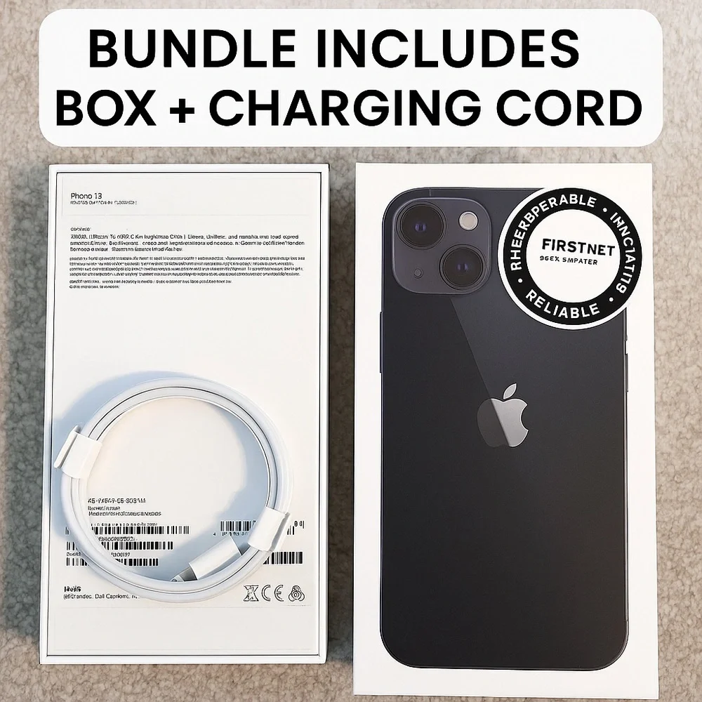 iPhone 13 Box – 128GB Black – With USB-A Charging Cord – OEM Apple